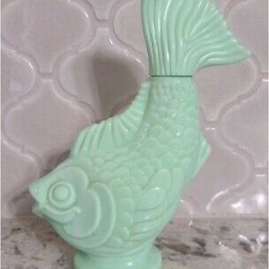Vintage Avon Jadeite Green Milk Glass Koi Gold Fish New Old Stock
